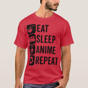 Camiseta Coma anime do sono Repetir anime Otaku Kawaii Aest