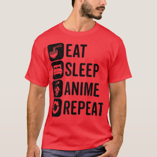 Camiseta Coma anime do sono Repetir anime Otaku Kawaii Aest
