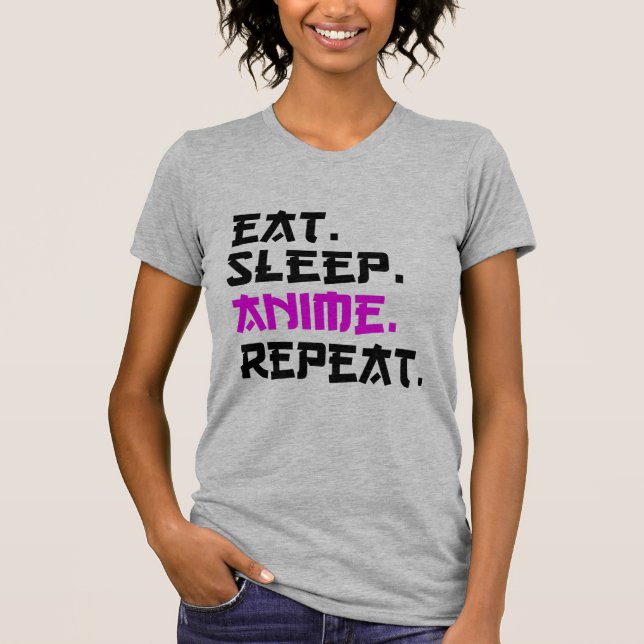 Camiseta Coma Anime Dormir Repetir   (Frente)