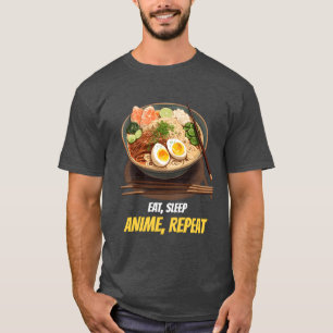 Camiseta Coma Anime Dormir Repetir Roupas de Rua de Anime e