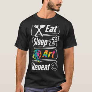 Camiseta Coma Arte do Sono Repetir Pintura Desenho Arte Sob