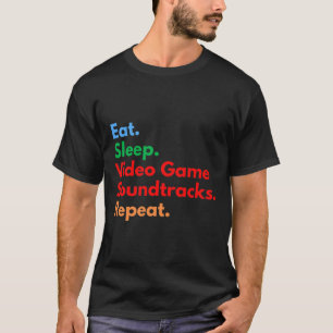 Camiseta Coma As Trilhas Sonoras Do Jogo De Vídeo Repetir P