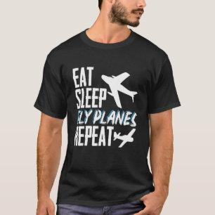 Camiseta Coma Aviador Piloto Aviador Avião Repetitivo Avião