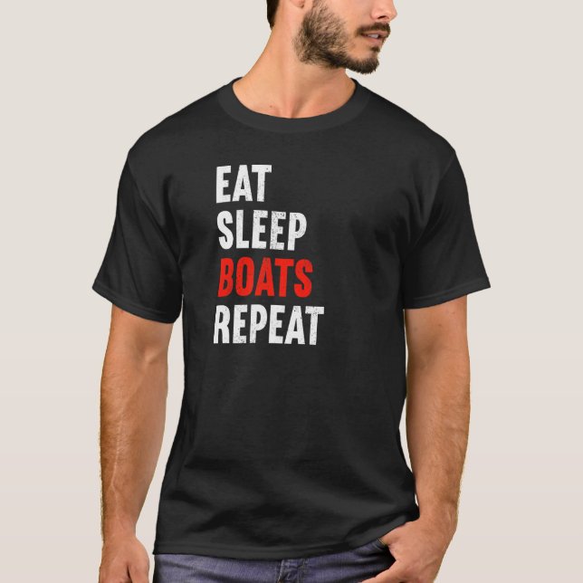 Camiseta Coma Barcos Suspensos Repetir Construtor de Barcos (Frente)