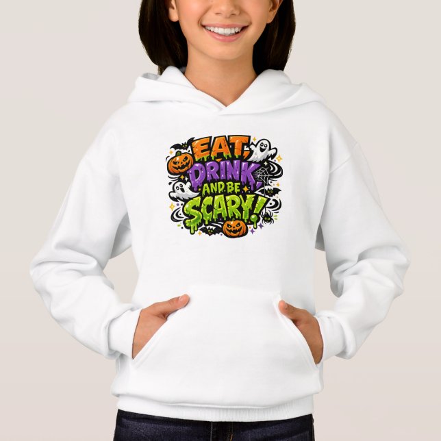 Camiseta Coma, Beba e Seja Assustador Arte de Quadrinhos de (Frente)