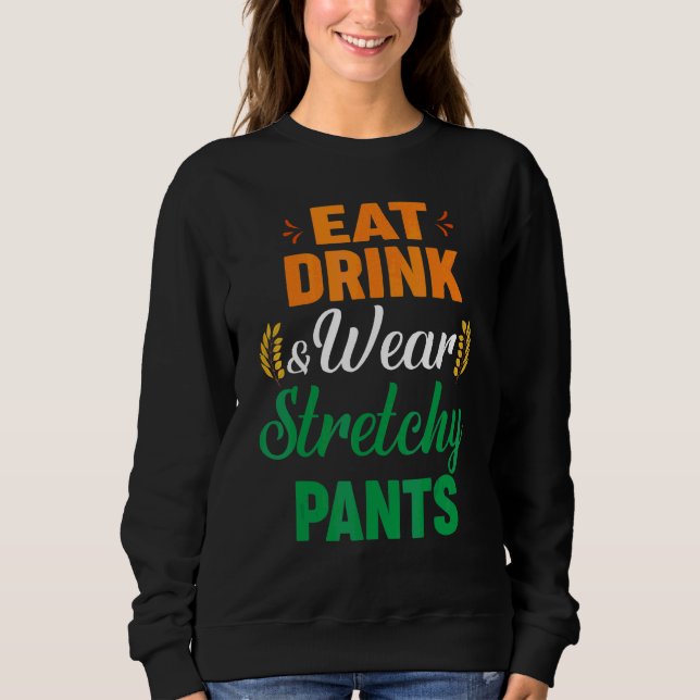Camiseta Coma Beba Use Calças Elásticas Outono Ação de Graç (Frente)