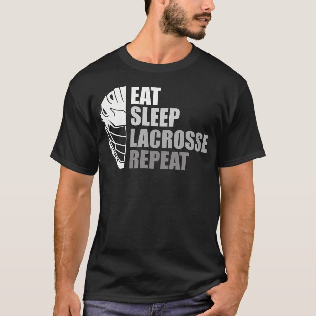 Camiseta Coma Beber Lacrosse Repetir Divertido Lacrosse (Frente)