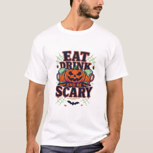 Camiseta Coma Bebida E Seja Assustador No Halloween Design