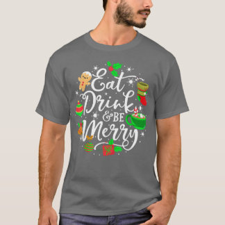 Camiseta Coma Bebida e Seja Feliz À Luz De Natal Mulheres X