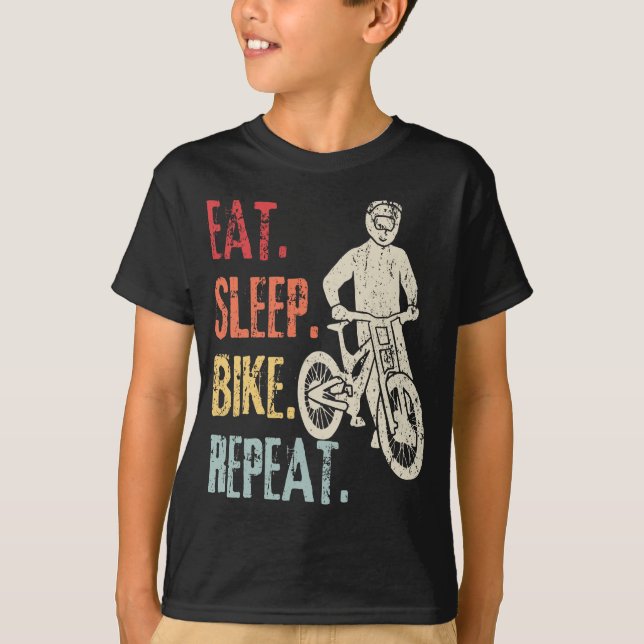 Camiseta Coma bicicleta do sono Repetir bicicleta Retro Bik (Frente)