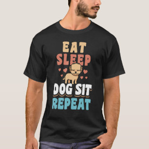 Camiseta Coma Cachorro Sentado Repetir Cachorro Cachorro Pe