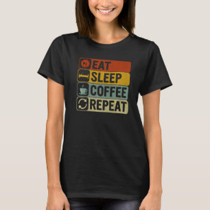 Camiseta Coma café com latência Repetir Retro 60s 70s Café