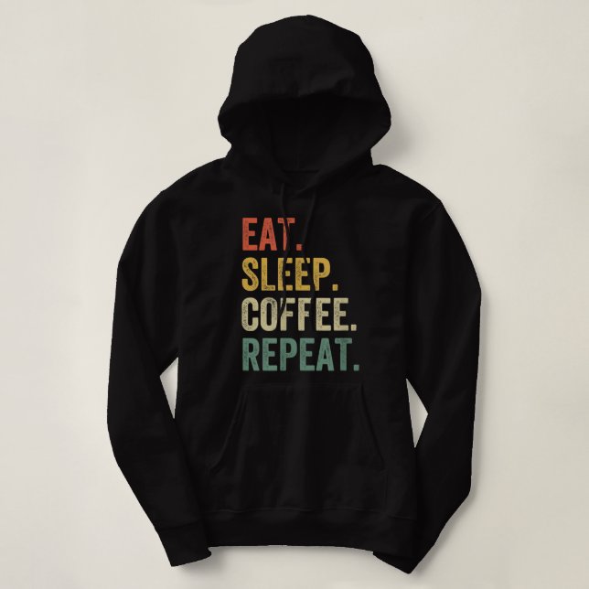 Camiseta Coma Café Dormir Repita Cafeína Funny Drinker Lov (Frente do Design)