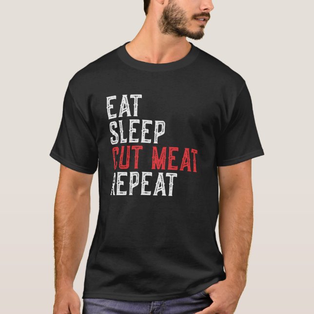 Camiseta Coma carne cortada do sono, repetidamente borbolet (Frente)