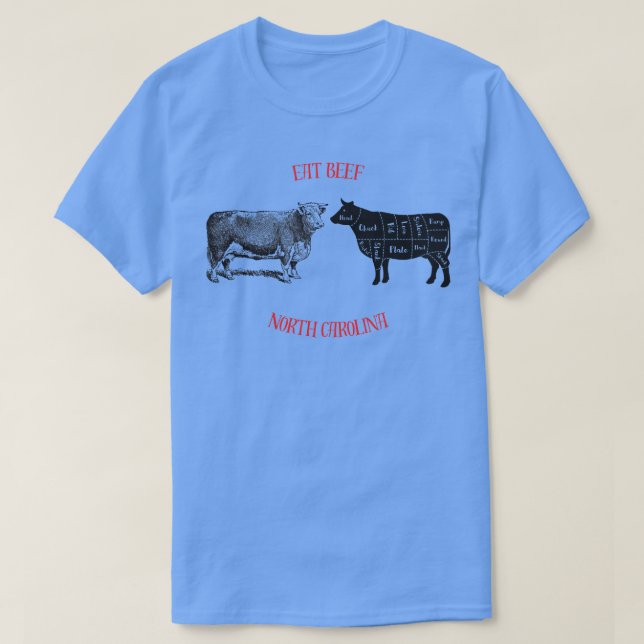 Camiseta Coma Carne de Bovino Norte Carolina (Frente do Design)