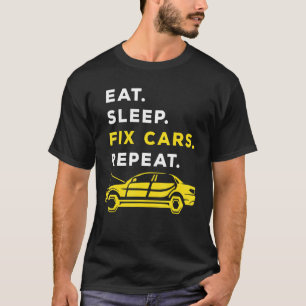 Camiseta Coma Carros de Correção do Sono Automóvel Mecânico