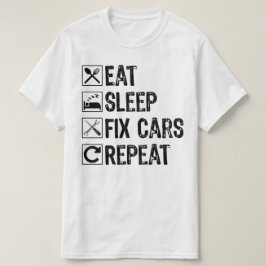 Camiseta Coma Carros de Correção do Sono Repetir Avô Mecâni