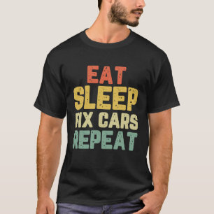 Camiseta Coma Carros de Correção do Sono Vintagem Mecânica