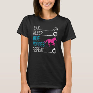 Camiseta Coma Cavalos de Corrida do Sono Repetir Cavalo Equ