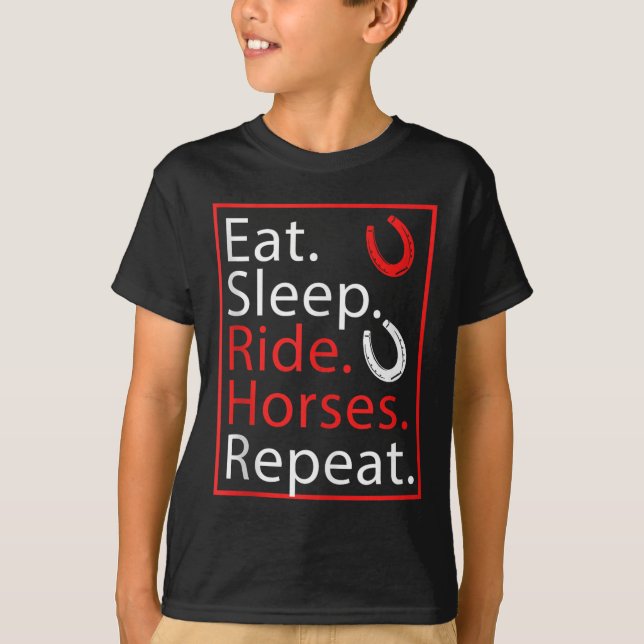 Camiseta Coma Cavalos De Corrida Do Sono Repetir Humor Para (Frente)
