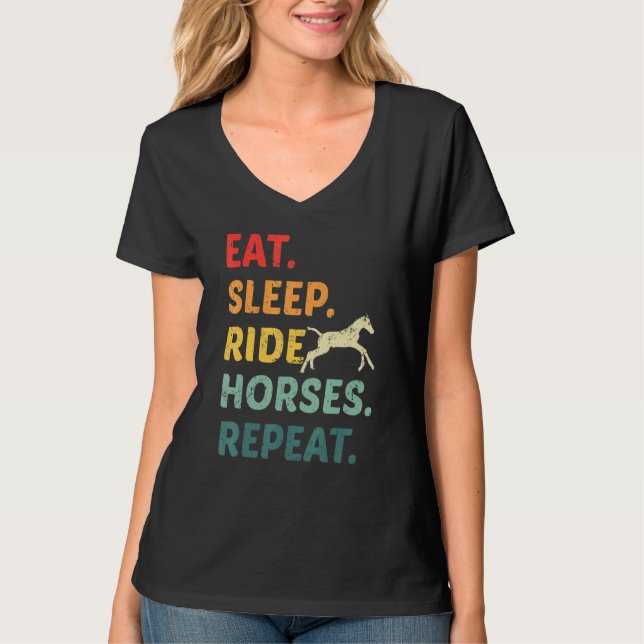 Camiseta Coma Cavalos do Cavalo do Sono Repetir Eque do Ane (Frente)