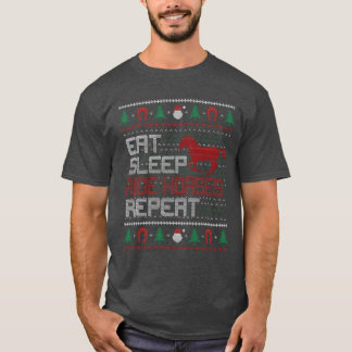 Camiseta Coma Cavalos do Sono Repetir Cavalo de Natal Feio