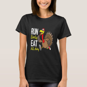 Camiseta Coma Cedo O Dia Todo Ação de Graças à Turquia Trot