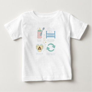 Camiseta Coma cocô de sono Repete o humor engraçado do bebê