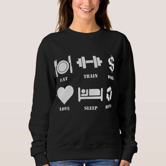 Camiseta Coma Comboio Trabalho Adormecer Sono Repetir Giro  (Frente)