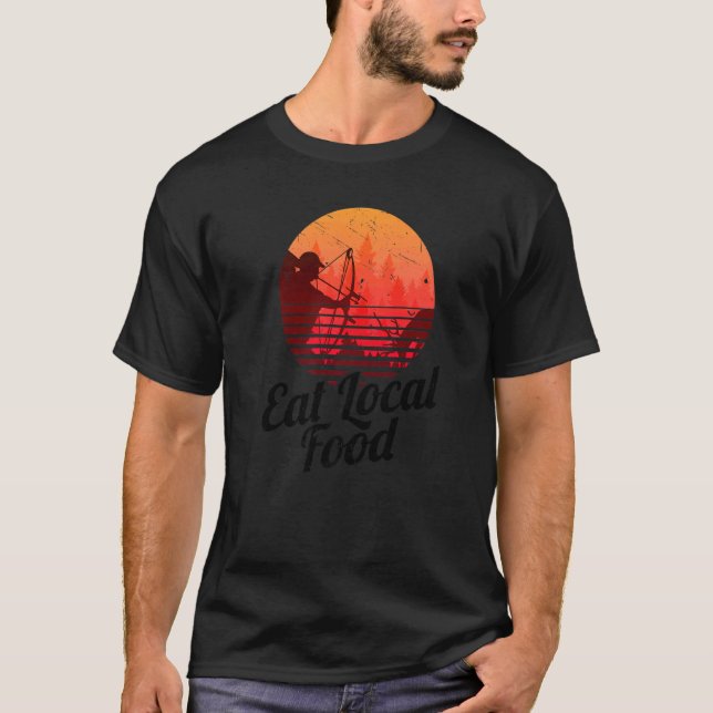 Camiseta Coma Comida local Bowhun Retro Hunter 80s (Frente)