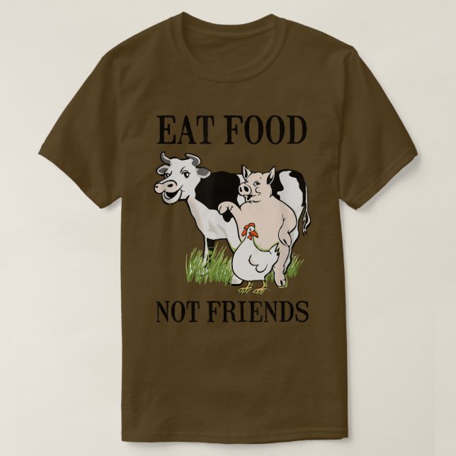 Camiseta Coma Comida não é amiga vegetariana e vegetariana (Frente do Design)