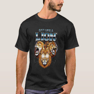 Camiseta Coma Como Um Leão Dieta Carnívora Comedor De Carne