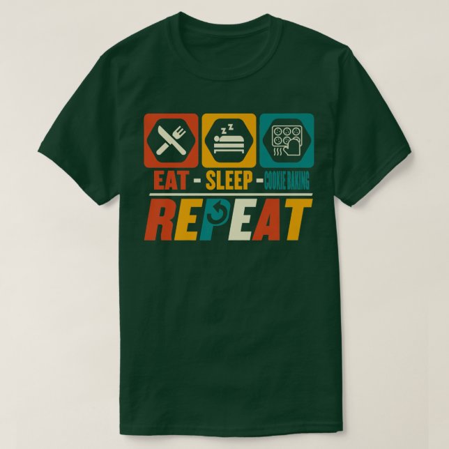 Camiseta Coma Cookie Fazendo Repetição Cookie Cookie Baker  (Frente do Design)