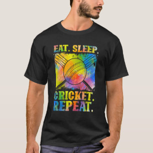 Camiseta Coma Críquete De Dormir Repetir Jogador De Esporte