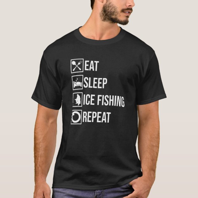 Camiseta Coma De Dormir Pesca De Gelo Repete Fisher Hobby F (Frente)