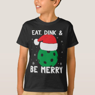 Camiseta Coma Dink E Seja Feliz Pickleball Santa Hat Engraç