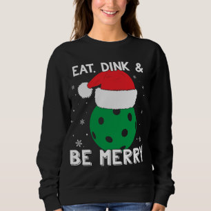 Camiseta Coma Dink E Seja Feliz Pickleball Santa Hat Engraç