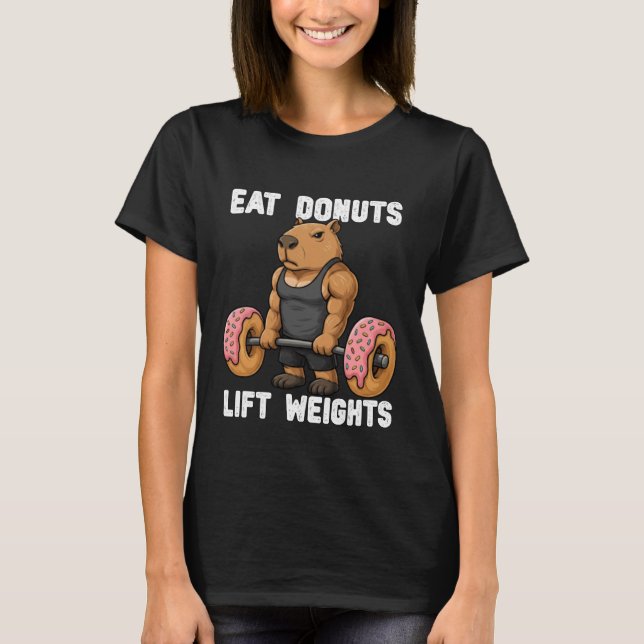 Camiseta Coma Donuts Levantar Pesos Capivara Levantamento D (Frente)