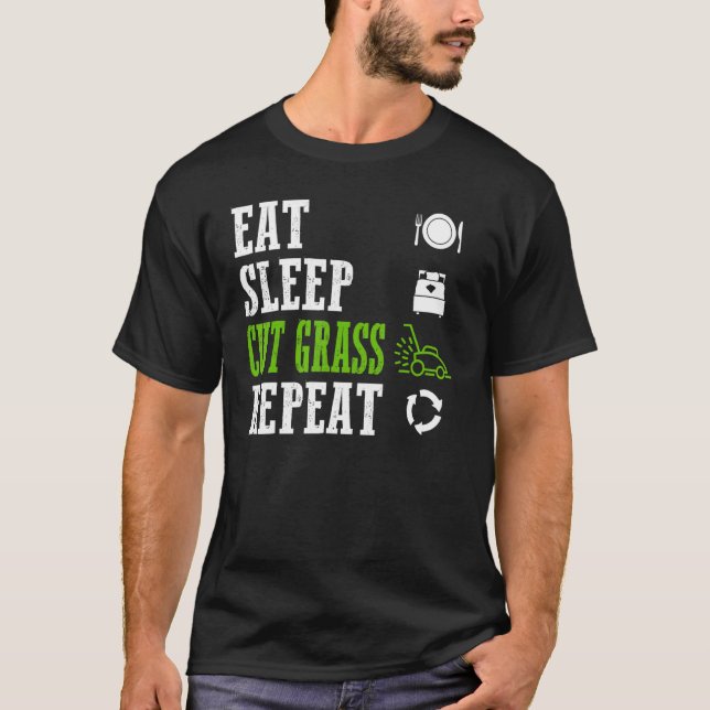 Camiseta Coma, Dorme, Corte De Grama, Repita Legal Lawn Mow (Frente)