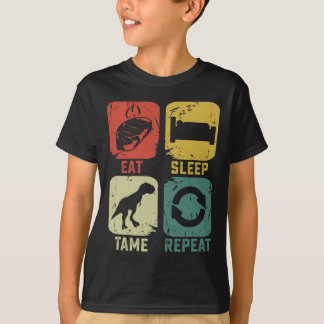 Camiseta Coma Dorme Domar Repita Dinossauro Jogos Geektudo