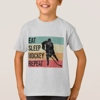 Camiseta Coma, Dorme, Hockey, Repita - Crianças