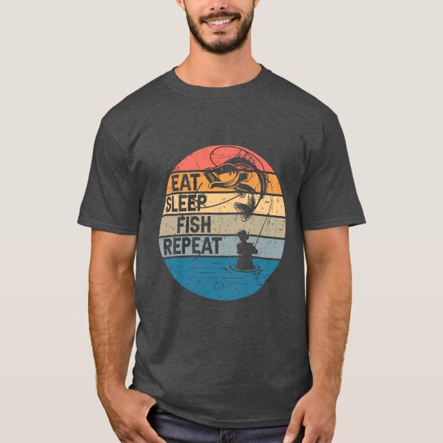 Camiseta Coma, Dorme, Peixe, Repita, Pé De Pesca (Frente)