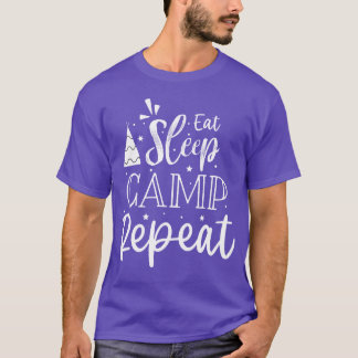 Camiseta Coma Dormir Acampamento Repetir Design Divertido a