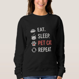 Camiseta Coma Dormir Acariciar Gato Repetir Citação Diverti