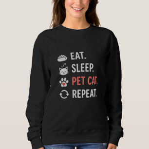 Camiseta Coma Dormir Acariciar Gato Repetir Citação Diverti