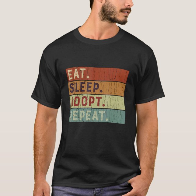 Camiseta Coma Dormir Adotar Repetir - Resgate de Animais Fo (Frente)