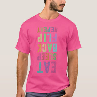 Camiseta Coma Dormir Back Flip Repita Equipe de Cheerleadin