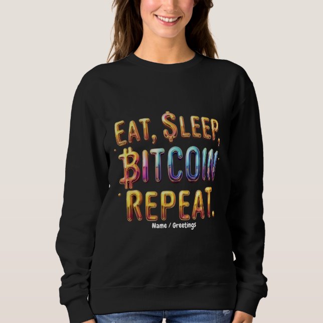 Camiseta  Coma, Dormir, Bitcoin, Repetir Uma Criptomoeda  (Frente)