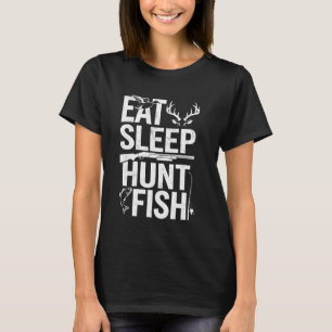 Camiseta Coma Dormir Caça Peixe Pescaria Fã Pescador Caça