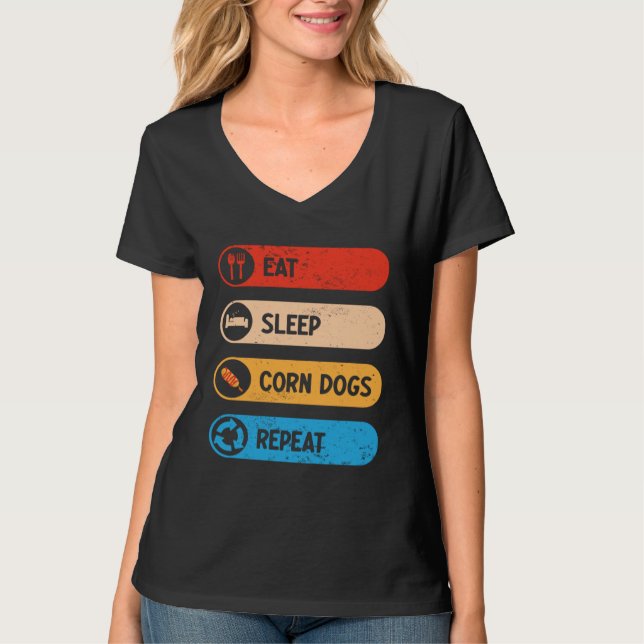 Camiseta Coma Dormir Cachorro de Milho Repita  Cachorro de  (Frente)